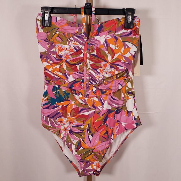 Profile by Gottex Tropikaia Tie Front One Piece Swimsuit SZ 12 NWT - Picture 3 of 8